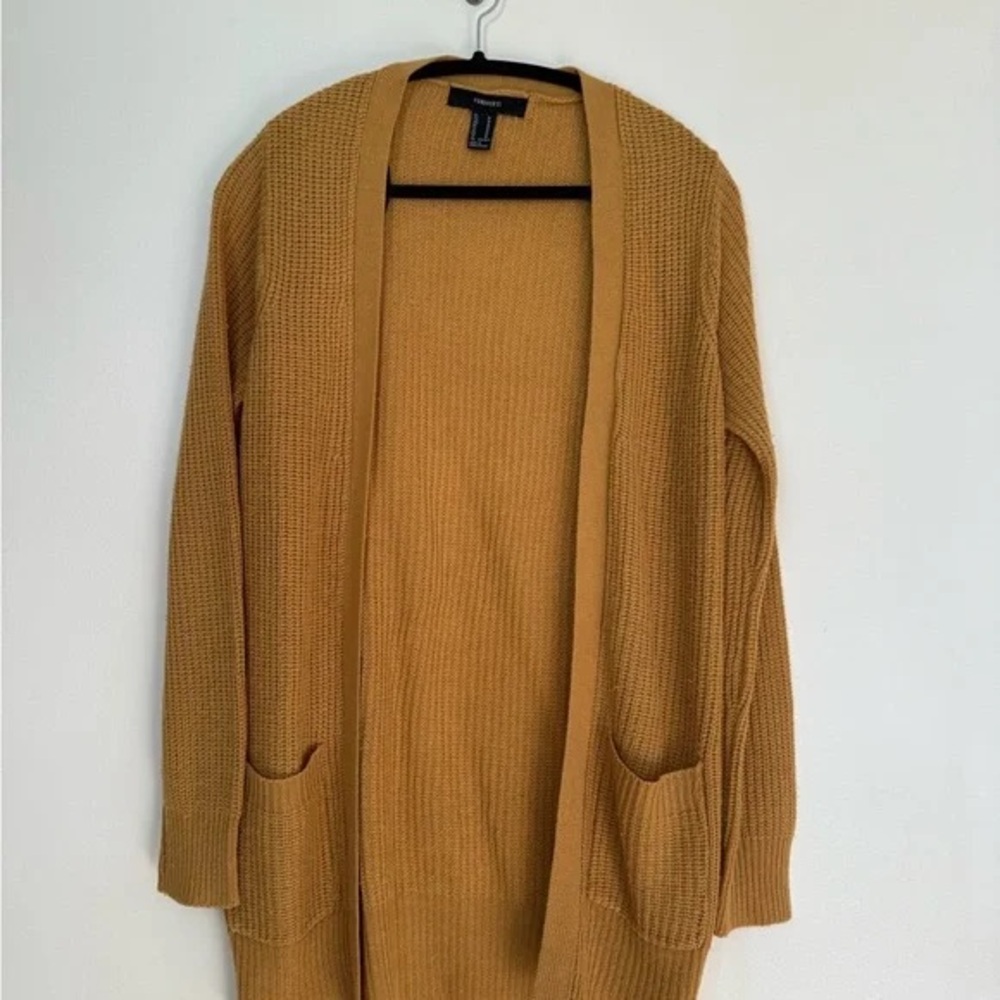 Forever 21 Mustard Open-Front Cardigan